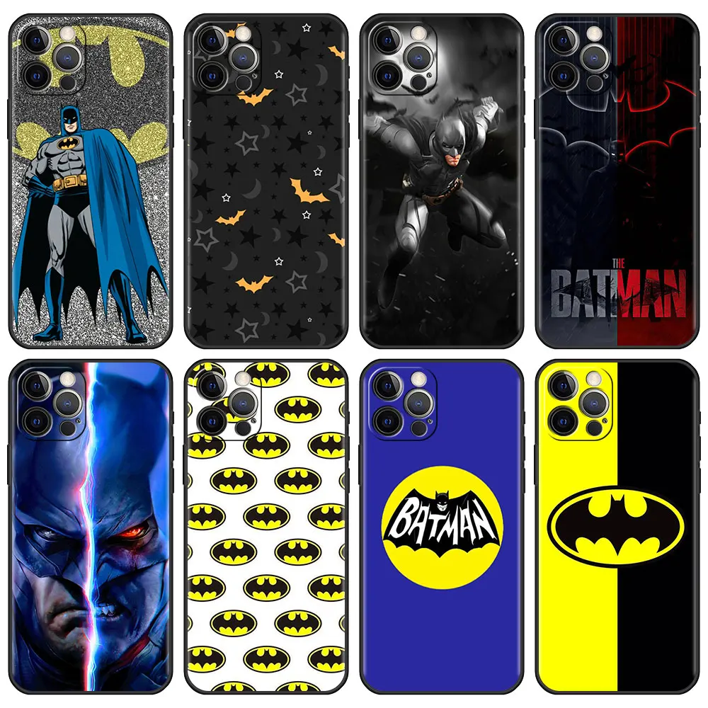 

Estuche Case for Apple iPhone 11 12 Pro 13 Pro Max 8 7 XR X XS Plus 6 6S 5S SE Black Luxury SmartPhone Funda Batman Hero