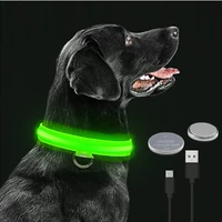 led luminous collar adjustable flashing rechargea glowing dog collar night anti lost dog light harness forsmall dog pet products