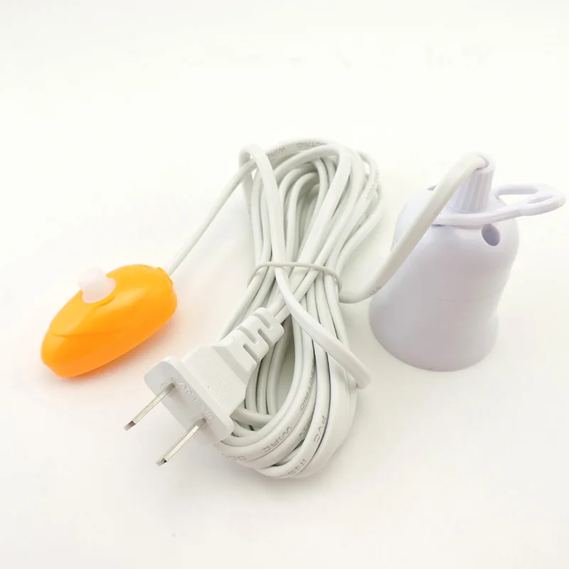 

E27 Lamp Base with 4M Power Cord Independent Push Button Switch US Plug E27 Lamp Holder 220V Screw Socket for Grow Light Bulb V
