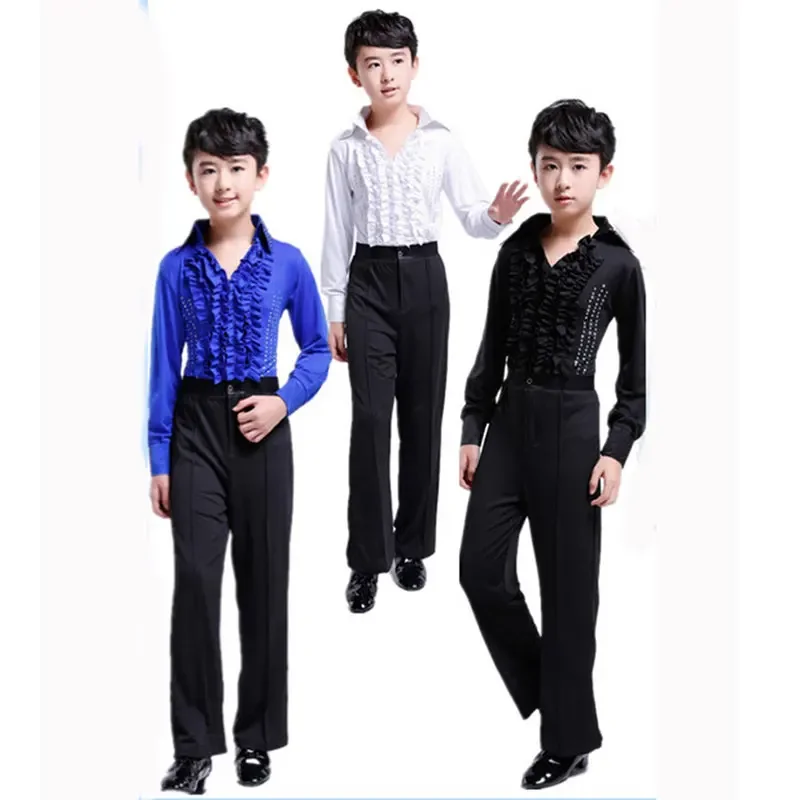 

Boy Latin Dance Salsa Dance Costume Male Children's Ballroom Performing Party Dance Costume Tops + Pants Latin American