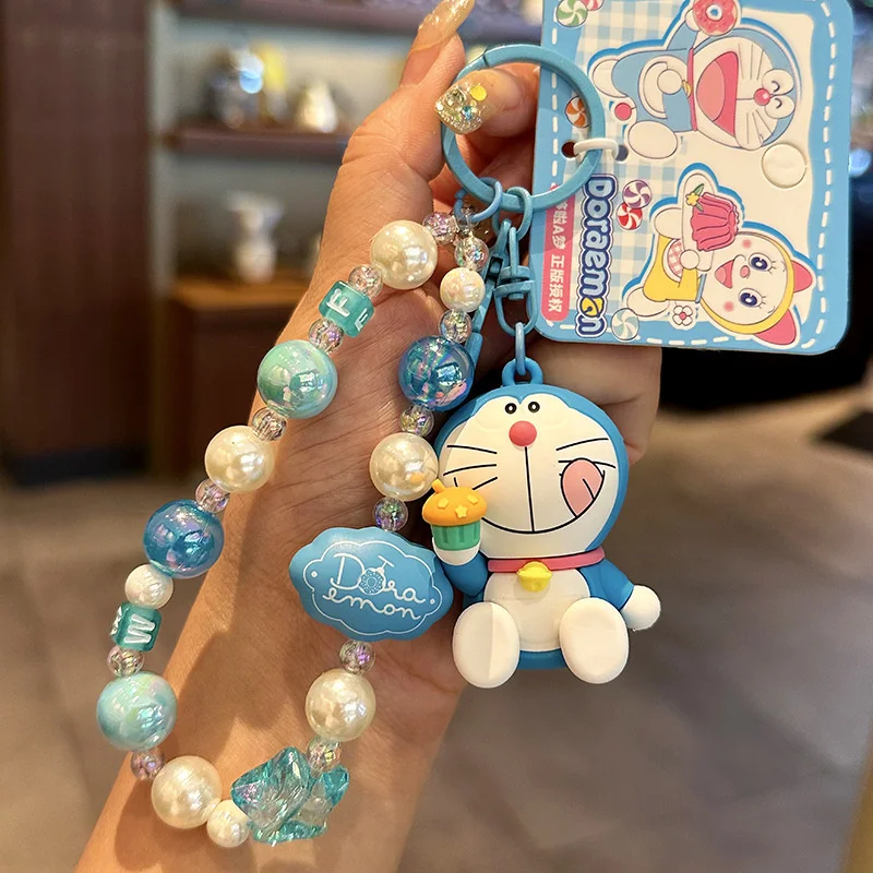 Брелки Doraemon с бусинами милая аниме цепочка для телефона фигурками героев