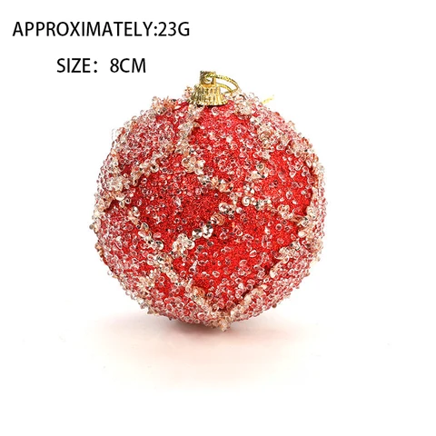 Рождественский подвесной шар диаметром 8 см, оптовая продажа, украшение, Рождественский Свадебный подвесной шар, украшения, сетчатые блестки, пенопластовый шар, Рождество