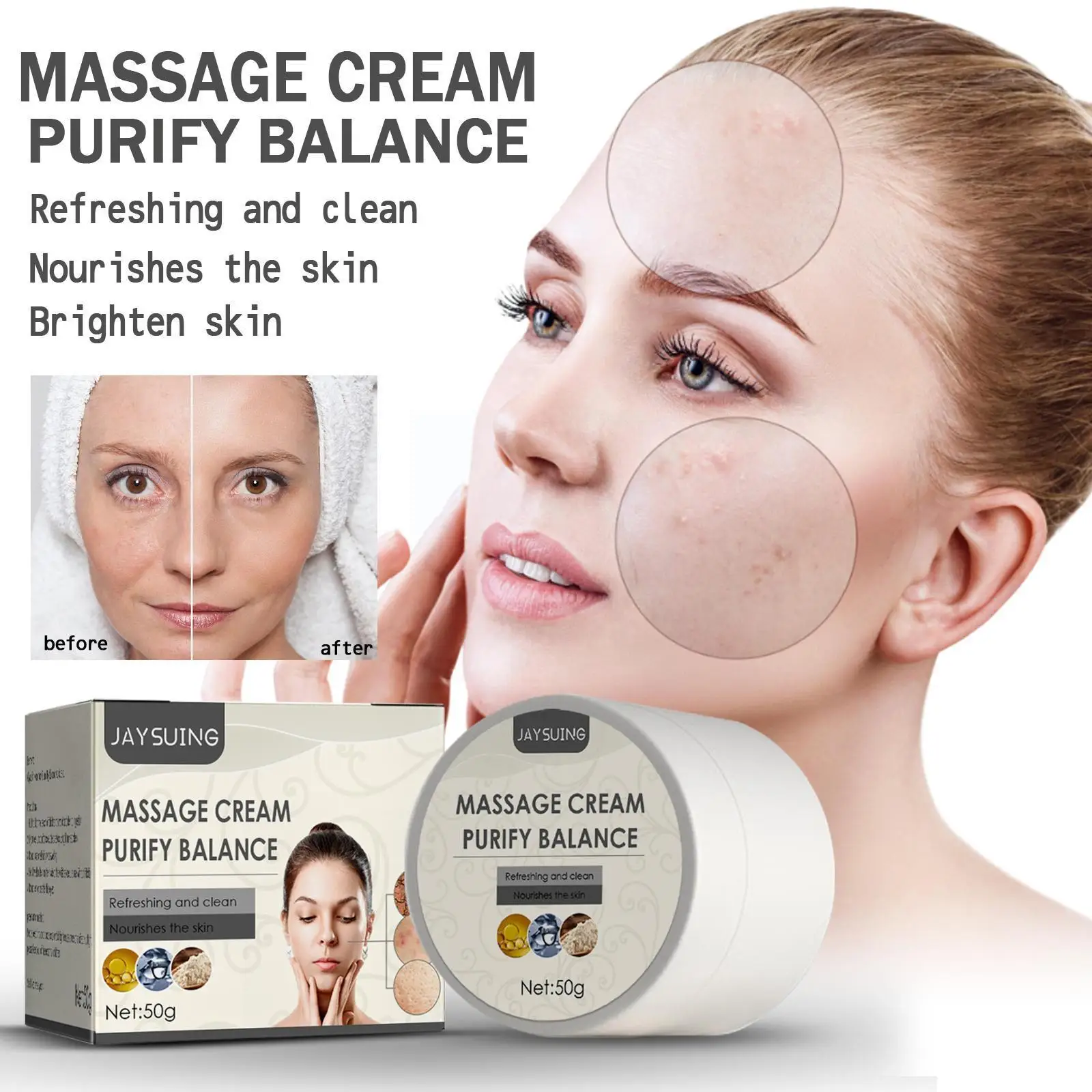 

Face Massage Cream Purifying Balance Moisturizing Beauty Removal Facial Shrink Acne Pores Exfoliating Skin Care Cream Clean X9G0