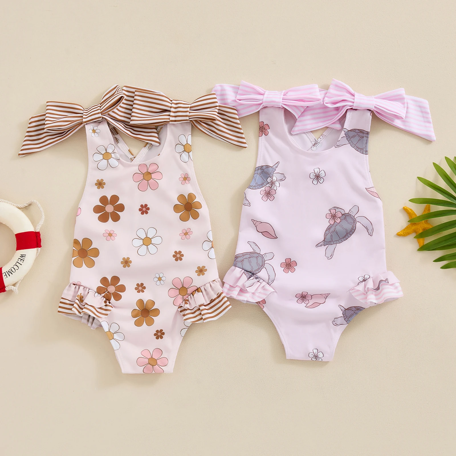 Новинка 2024 купальник для маленьких девочек летние Монокини Без рукавов с