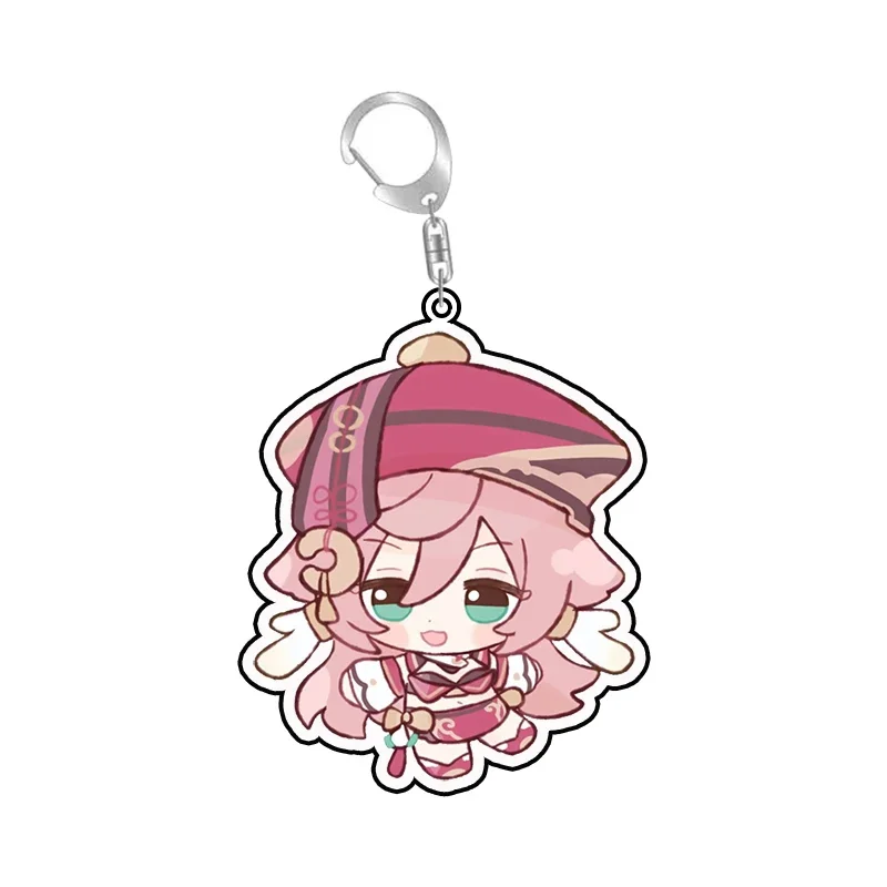 Genshin Impact Figrine милый Kwaii аниме мультфильм акриловый брелок для ключей кольцо