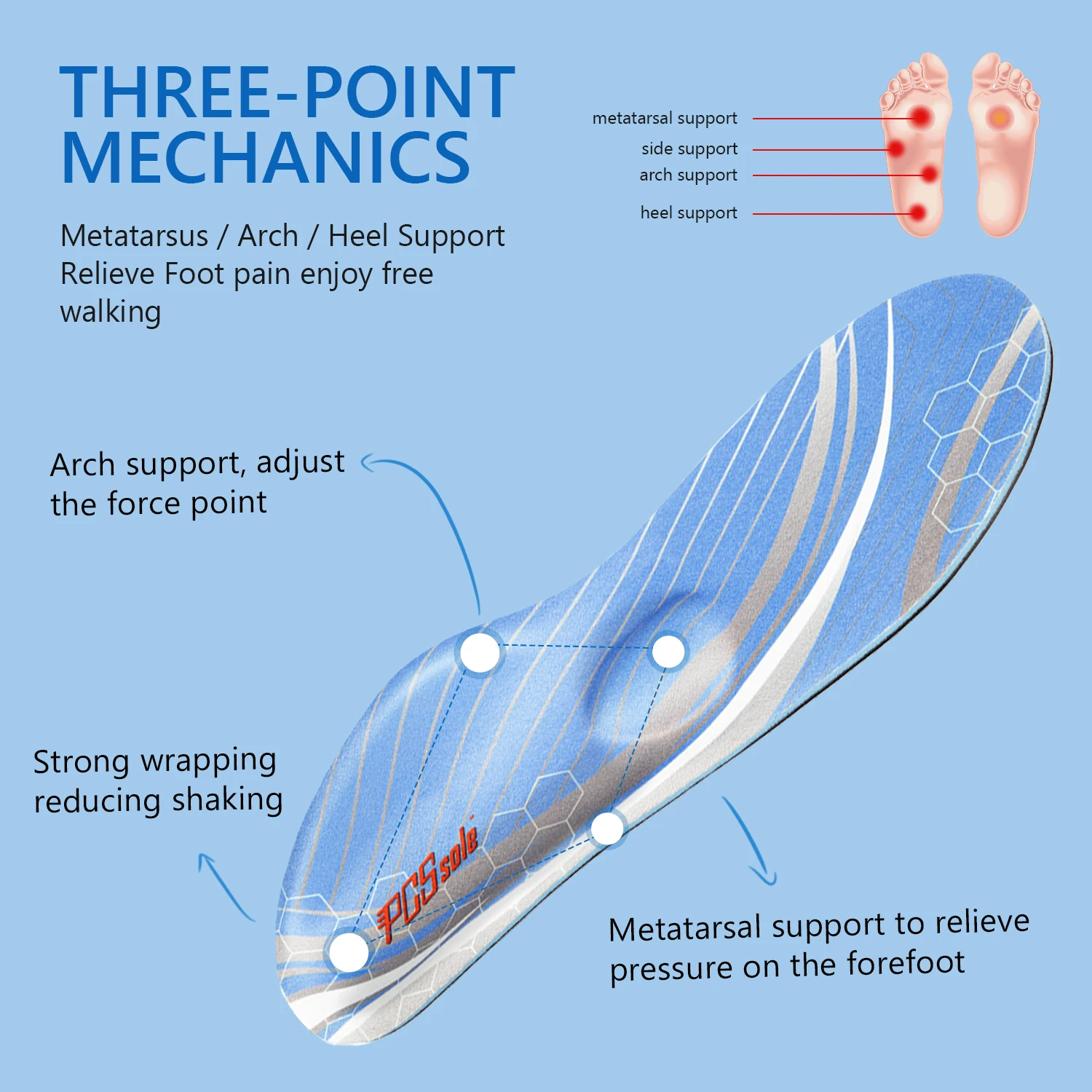 PCSsole Plantar Fasciitis Orthopedic Insoles High Arch Support Sneaker Flat Feet Orthotic Insole Men Women Plantillas for Sole