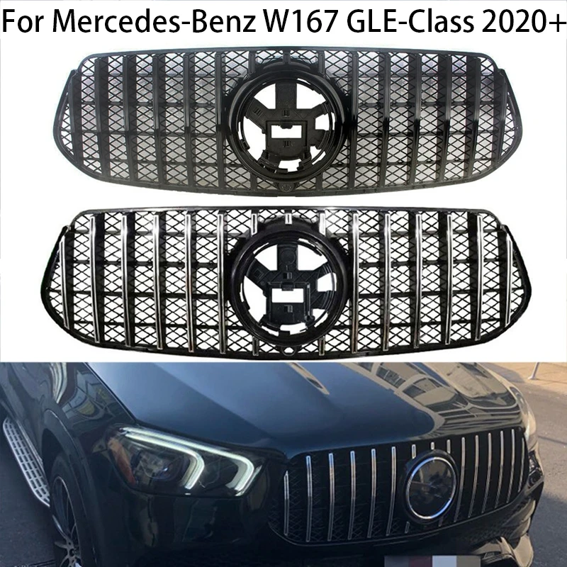 For Mercedes-Benz GLE-class GLE350 W167 2019-2020 Racing Front Grille Hood Radiator Grill Kidney Bumper GT Style