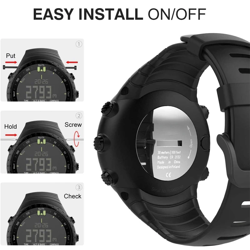 

Factory Direct Selling Soft Silicone Replacement Wrist Sport Bands With Metal Clasp For Suunto Core Smartwatch Watch Band For Su