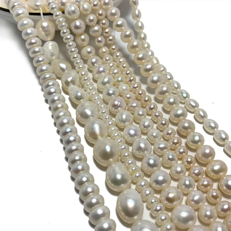 TOP AAAA impeccabile 100% perle d'acqua dolce naturali a forma di uovo di riso perline per gioielli che fanno collana braccialetto fai da te per le donne 5-11MM