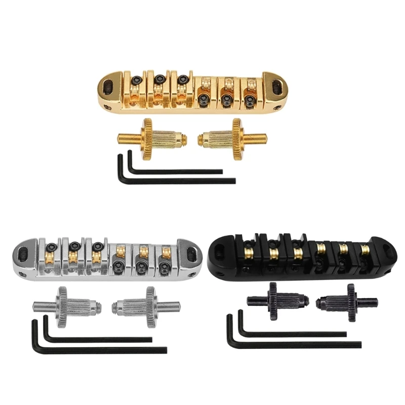 

Electric Guitar Rollers Saddle Bridge Tune O-Matic Studs and Allen Wrench Set for Les Style Guitar Replacement Parts