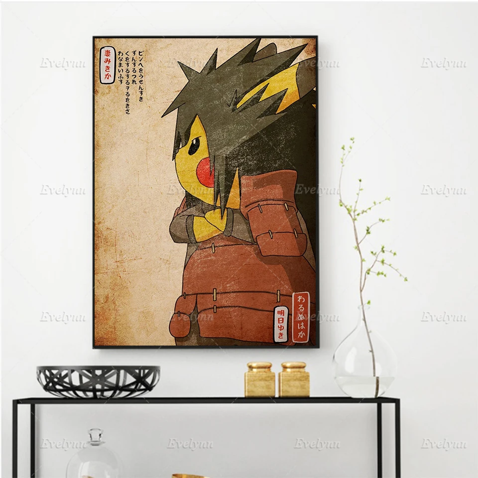 

Naruto Pokemon Japanese Anime Vintage Poster Nordic Modern Home Decor Print Pictures MadaPika Wall Art Canvas Painting Gift