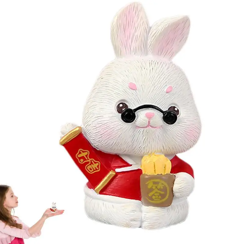 

Chinese Rabbit Figurine 2023 Resin Miniature Rabbit Ornaments Cute Rabbit Ornament For Spring Festival Chinese New Year