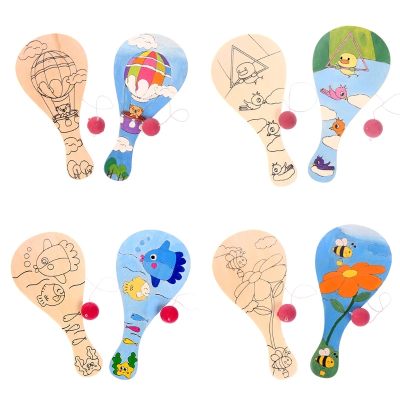 Игрушка-ракетка с 4 вариантами рисунков для детей