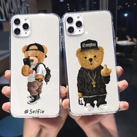 fashion brand bear phone case for iphone 12 pro max 11 xr xs 7 13 x 8 6 plus cute transparent soft silicone cover trend fundas