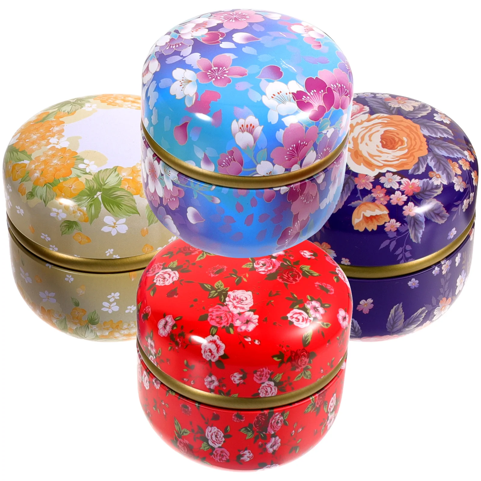 

4Pcs Tinplate Storage Box Candy Container Loose Tea Storage Case Biscuits Box Gift Packing Box