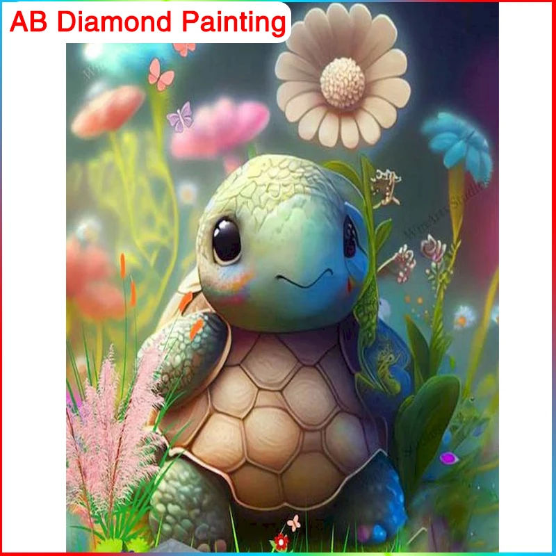 

GATYZTORY AB Diamond Painting Sea turtle Full Round 5D DIY Embroidered Animal Mosaic Cross Stitch Rhinestone Art Home Decor