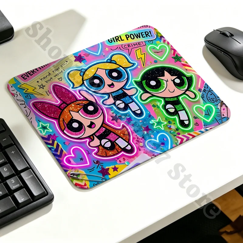 Креативный коврик для мыши с изображением девочек-супергероев Пауэрпафферс, нескользящий, аксессуар для мыши, милый аниме-коврик, подарок на день рождения. (art.: 3920dc9682588) - 3920dc9682588