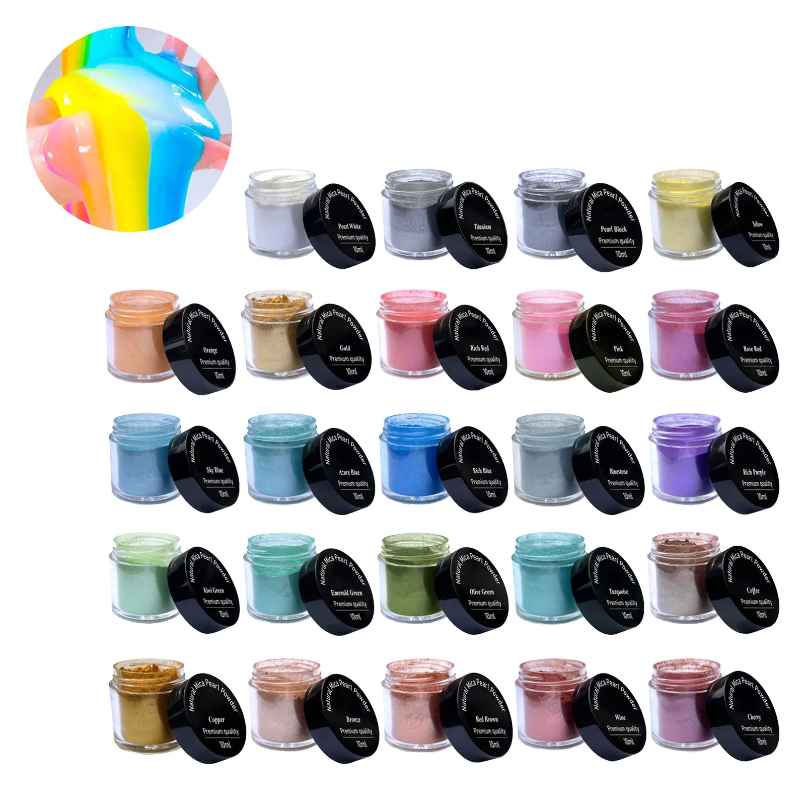 

24 Colors Mica Powders 0.35oz 10g/Bottle Natural Mica Pigment Epoxy Resin Powder Dye Colouring For Soap Candles Resin Jewelry