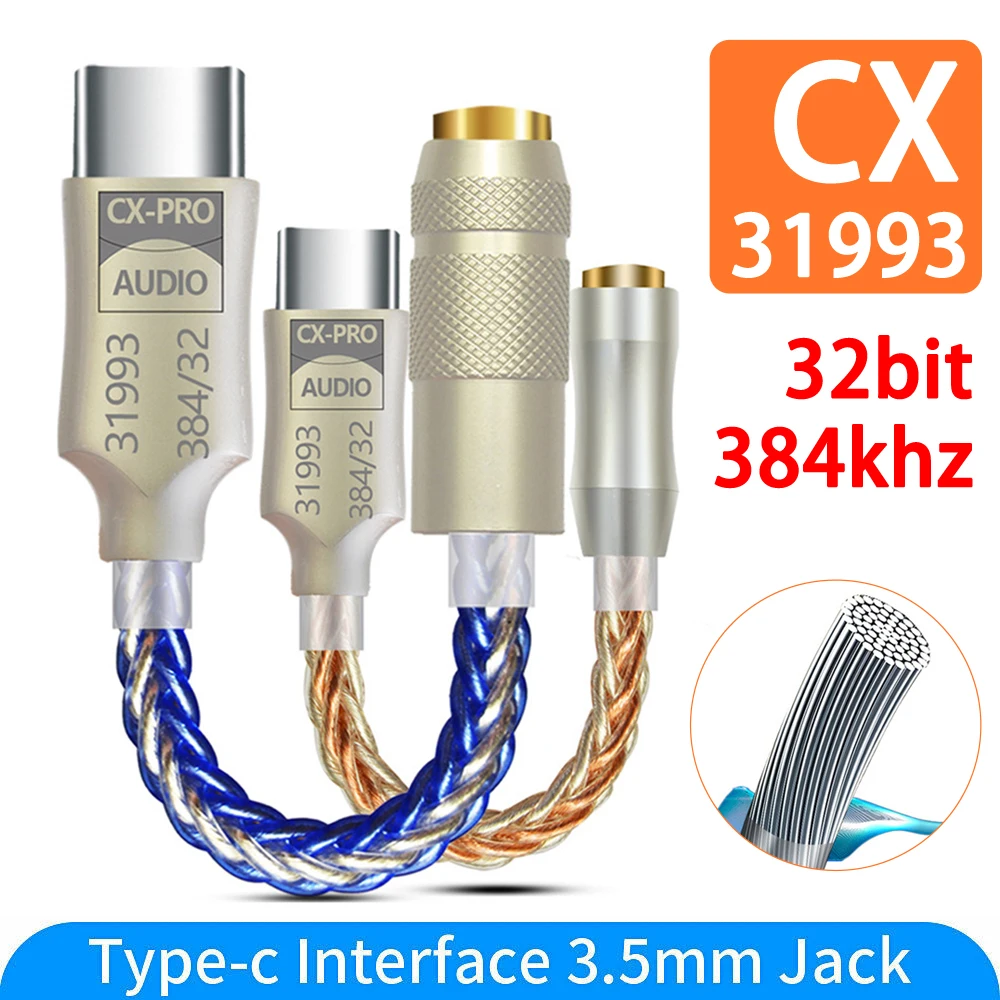 Конвертер для наушников CX31993 ЦАП USB Type-C на 3 5 мм адаптер мобильного телефона Hi-Fi 32