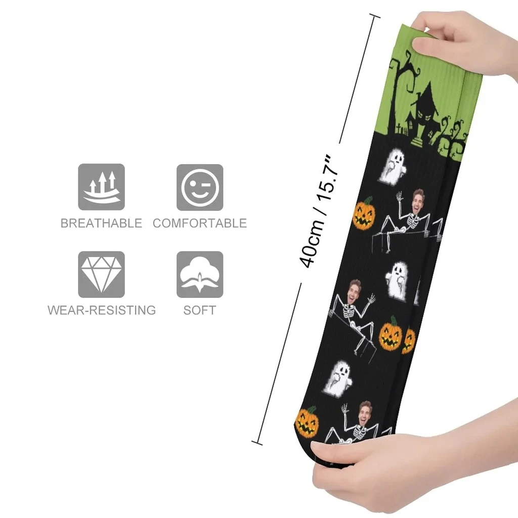 Фото M Yescustom Face Gift для него/ее пользовательское лицо сублимированные круглые носки Хэллоуин персонализированные смешные фото носки подарок №5