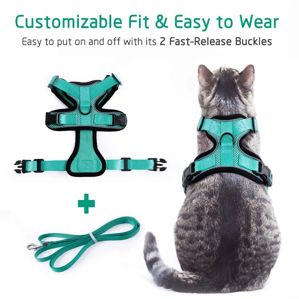 

Cat Harness and Leash Set for Escape Proof Cat Vest Harness With Reflective Strips Adjustable Soft Mesh Vest for Kitten Puppy