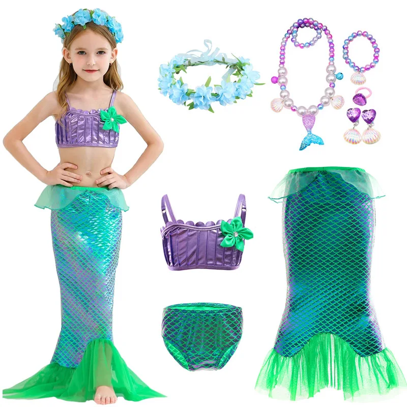 Платье принцессы для девочки платье маленькой Русалочки Ариэль детская одежда