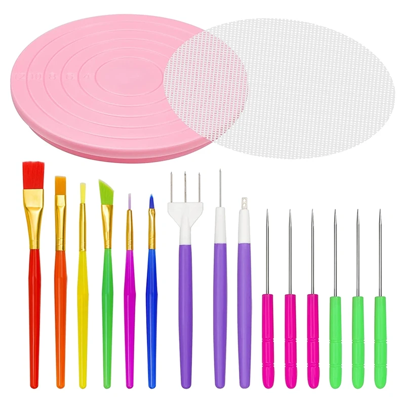 

Cookie Decorating Kit Supplies,Cookie Turntable,Cookie Brushes,Scriber Needles And Silicone Mat Kitchen Baking Tools