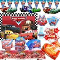 disney cars birthday party mcqueen racing theme party disposable tableware set tablecloth paper plate cup straw birthday decorat