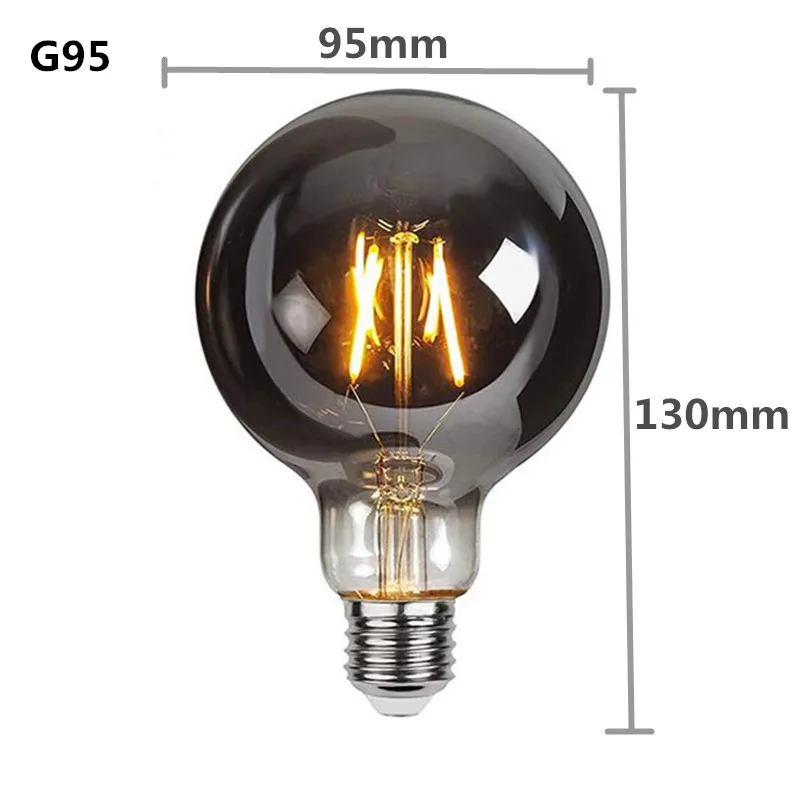 LED ST64 G80 G95 G125 4W Dimmable E27 220V Smoky Gray 2700K GSpiral Filament Bulb  Retro Vintage Decorative Lighting Edison Lamp images - 6