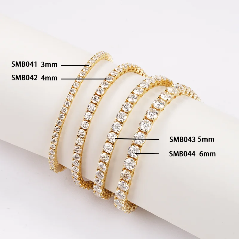 

Sliver 925 14K Yellow Gold Plating Bracelets With DEF Color Moissanite Gemstone Tennis Chain Bracelet Gift For Women Anniversary