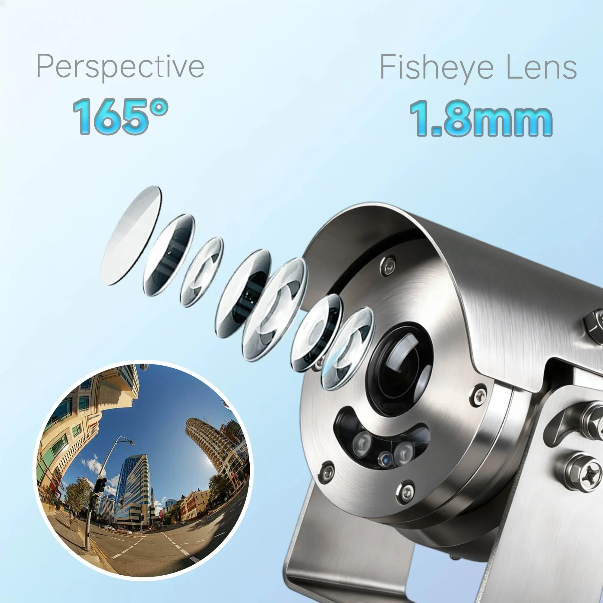 Фото Взрывозащищенная камера BFMore Fisheye 5 МП POE, из нержавеющей стали 304, совместимая с Hikvision, широкоугольная 1.8 мм №4