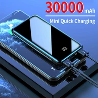 quick charging power bank 30000mah portable charger 2usb output digital display external battery with flashlight for iphone mi