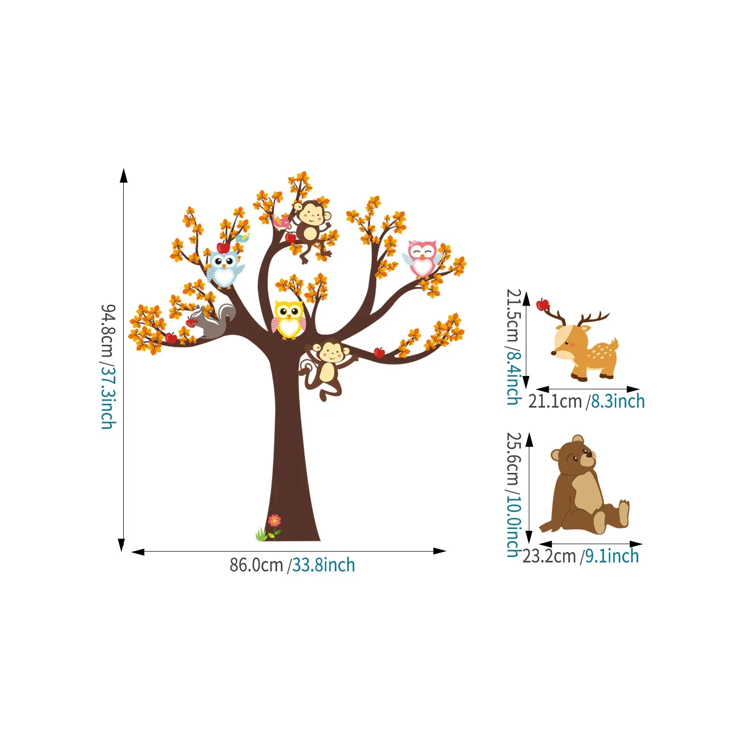 Наклейки на стену с изображением животных больших деревьев виниловые наклейки
