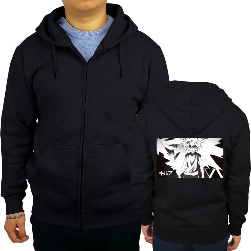 

Hunter warm coat Men Cotton Leisure hoody long sleeve Anime Manga HxH men black sweatshirt