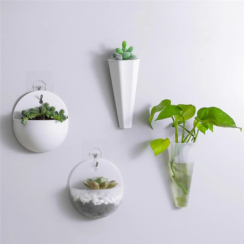 

New Design Plant Pot Wall-mounted Hydroponics Durable Wall Hanging Flower Pot Vase With Hook Home Decorative