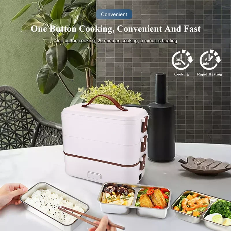 

Portable Electric Heating Lunch Box Quick Meal Heater Rice Cooker 400ml Large Capacity Fast Make Dinners Eggs Soup for Officer