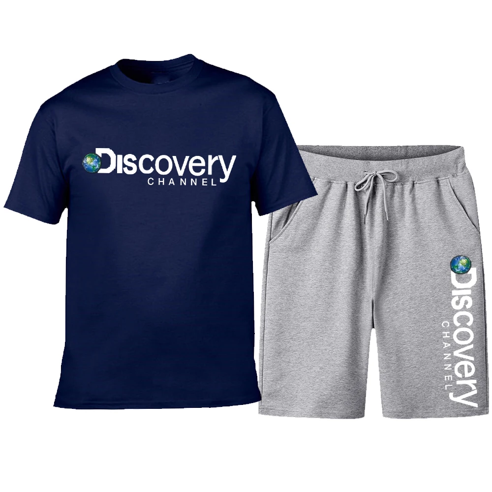 

DISCOVERY Brand Men's Sportswear Casual Jogging Sportswear T-shirt And Shorts men's 2-piece Hip-Hop Running Sportswear Men's Spo