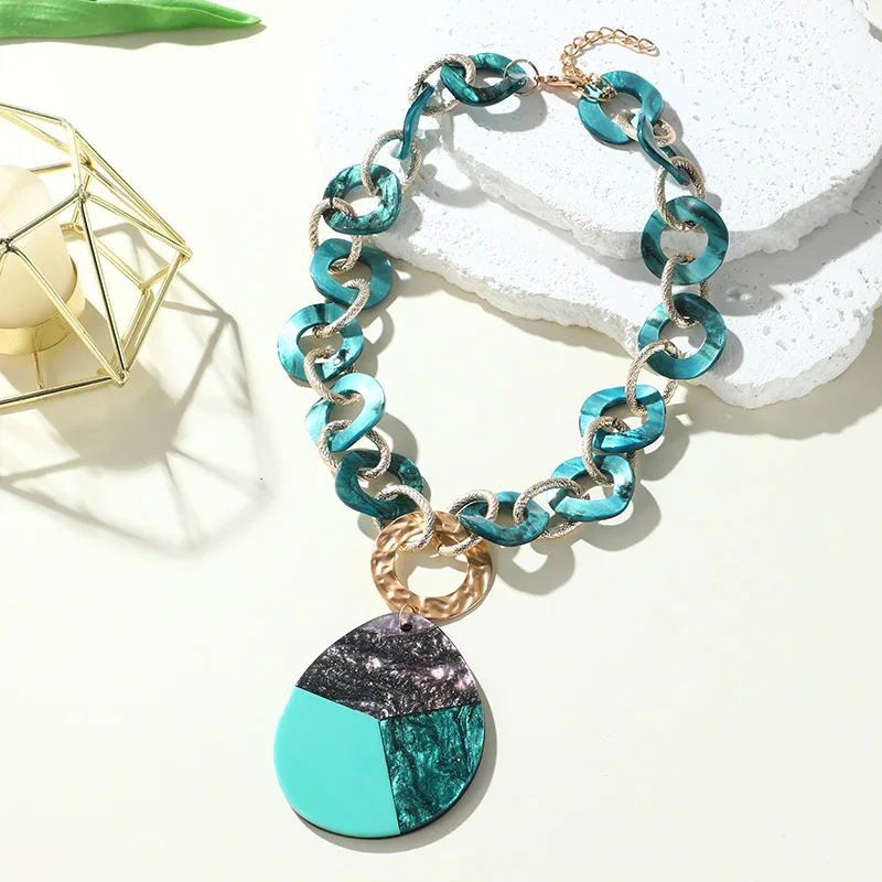 Винтажные красочные акриловые ожерелья-цепочки для женщин богемные резиновые