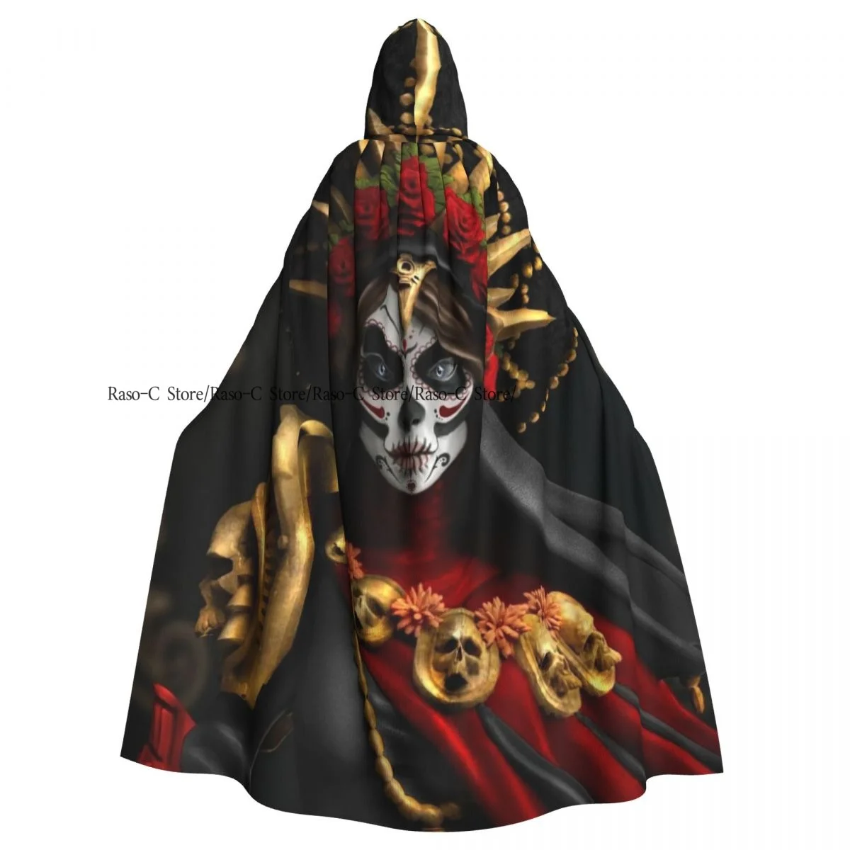 Плащ с капюшоном плащ унисекс художественный День мертвых накидка ведьмы