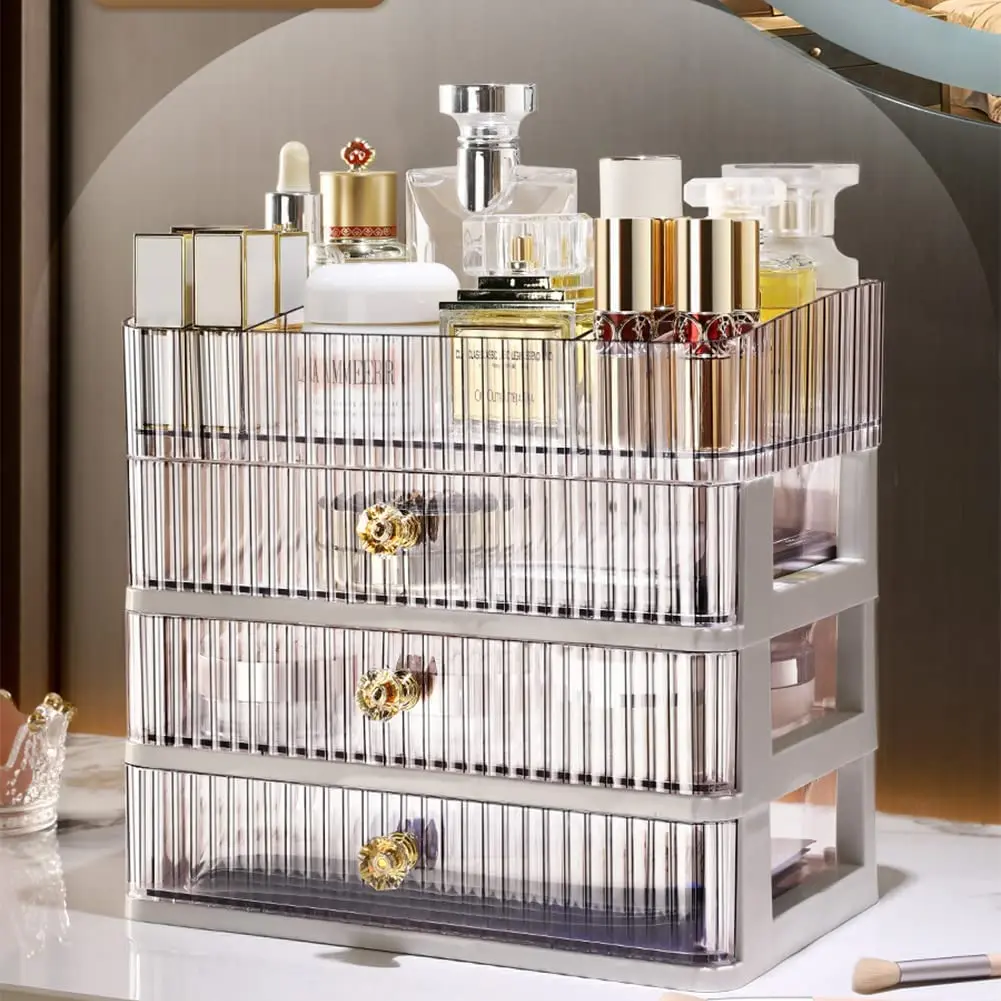 

Makeup Organizer with 2/3 Large Drawers Ideal for Bathroom and Bedroom Vanity Countertops For Lipstick Perfume and Facial Mask