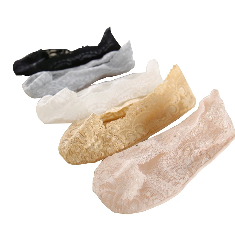 

5 Pairs 2022 Fashion Women Girls Summer Floral Thin Socks Non-slip Lace Flower Short Sock Antiskid Invisible Ankle Socks