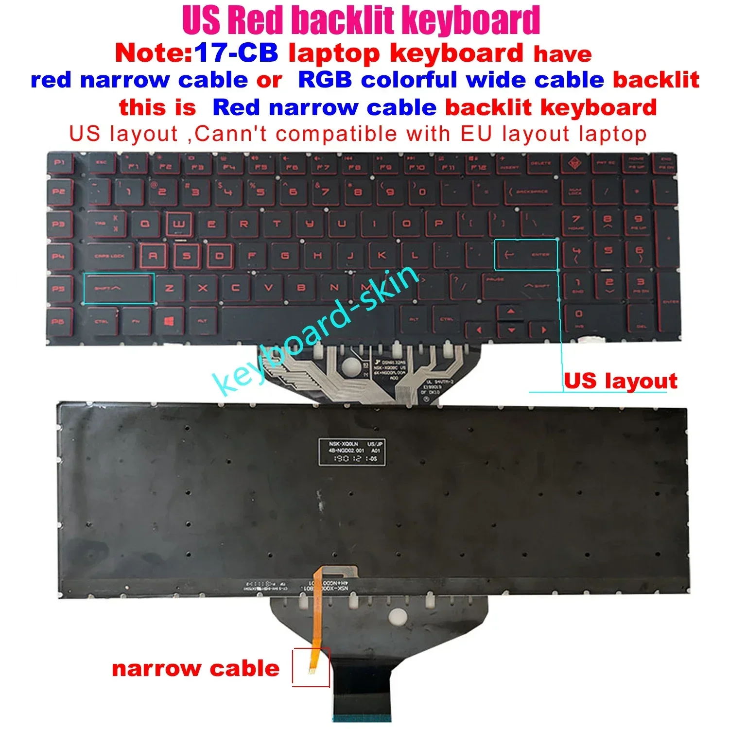 98% новая клавиатура США с красной подсветкой для ноутбука HP Omen 17-CB 17-CB***** 17-CB1080NR