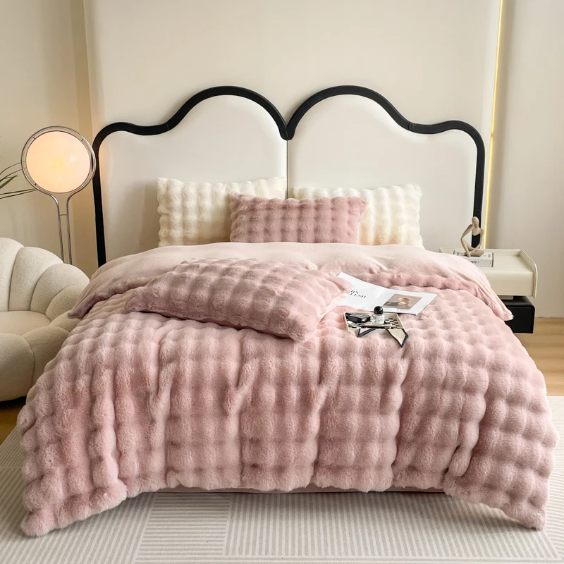 

Флисовый комплект постельного белья из искусственного кроличьего меха