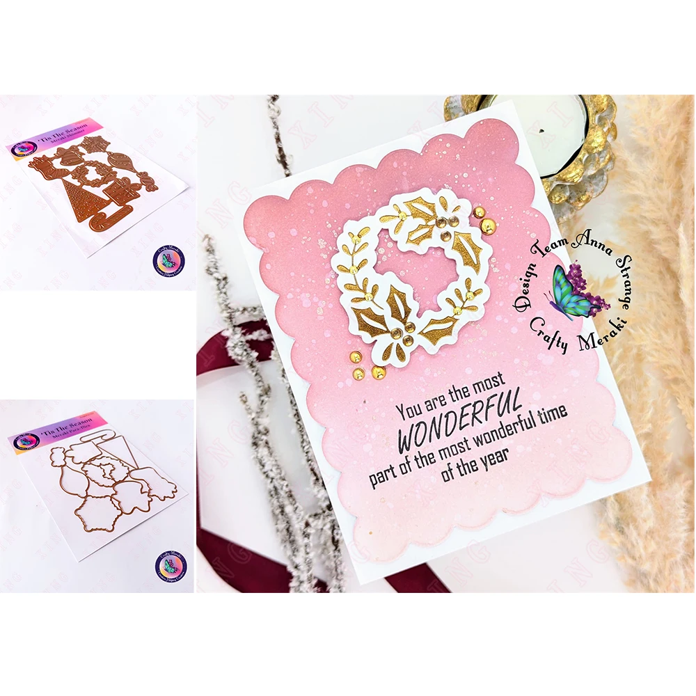 

Scrapbook Decoration Embossed Template Diy Handmade Craft 2022 Christmas Arrival New Metal Cutting Dies 'tis the Season Hot Foil