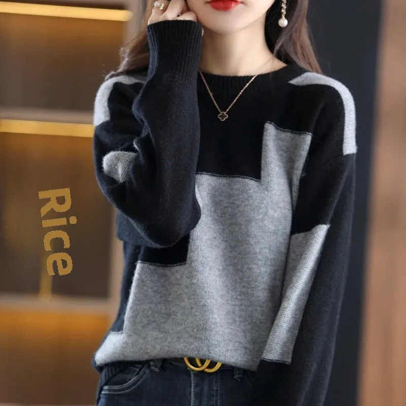 Новый зимний женский кашемировый свитер мягкий эластичный с круглым вырезом