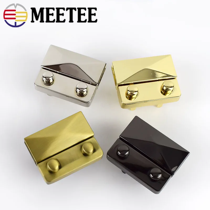 

Meetee 2/5Pcs 44X35mm Women Bag Metal Locks Wallet Latch Buckle Pushed Snap Lock Clasp for Purse DIY Replacement Closure Buckles