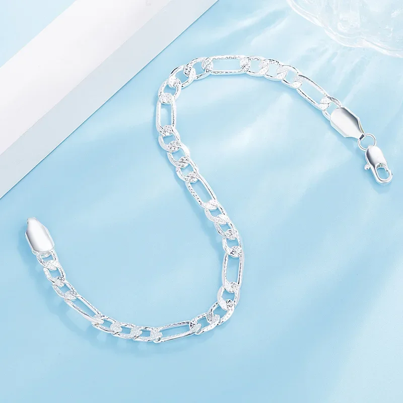 Лидер продаж новый плоский серебряный браслет толщиной 6 мм женский тренд 2024