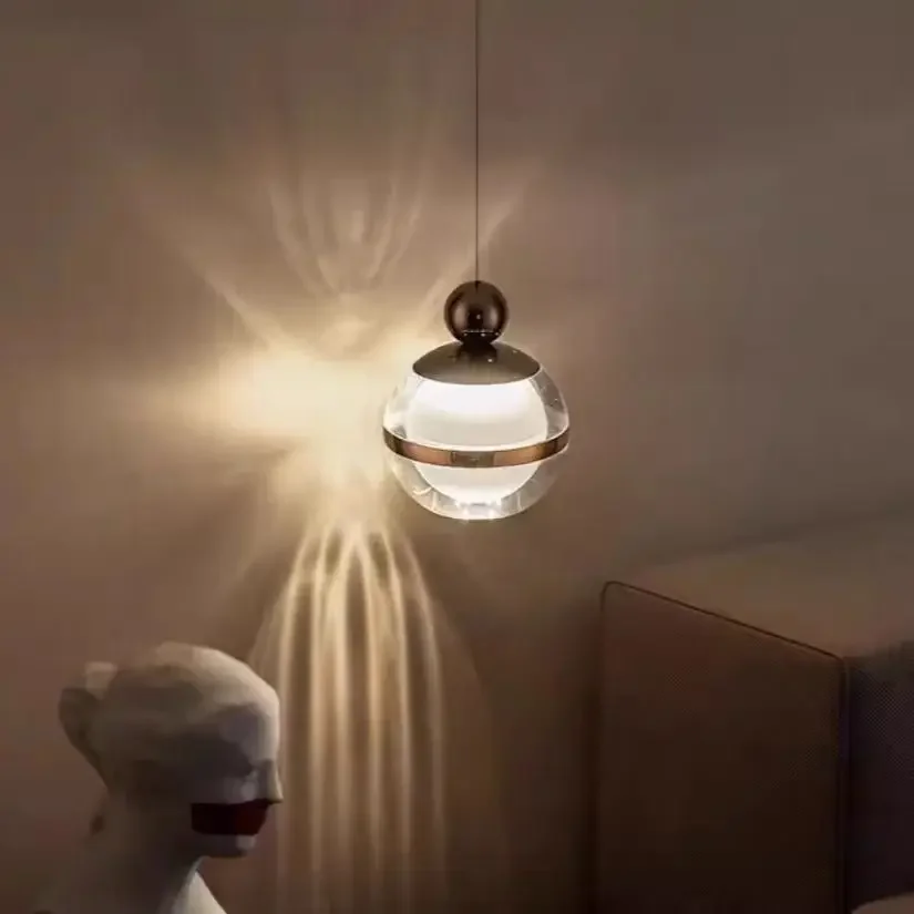 Современный стеклянный подвесной светильник прозрачный шар длинная линия