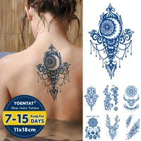 blue indian henna ink juice waterproof temporary tattoo sticker deer flower body art sexy transfer fake tatoo men ladies lasting