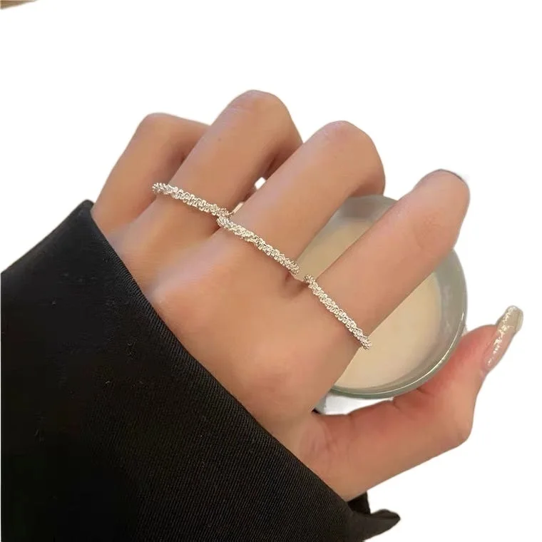 

2022 New Arrived Silver Color Sparkling Ring Simple Style Versatile Decorative Compact Index Finger Ring Women Fashion Jewelry